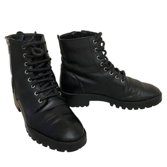 MANGO MNG Black Leather Combat Boot - Picture 3 of 7